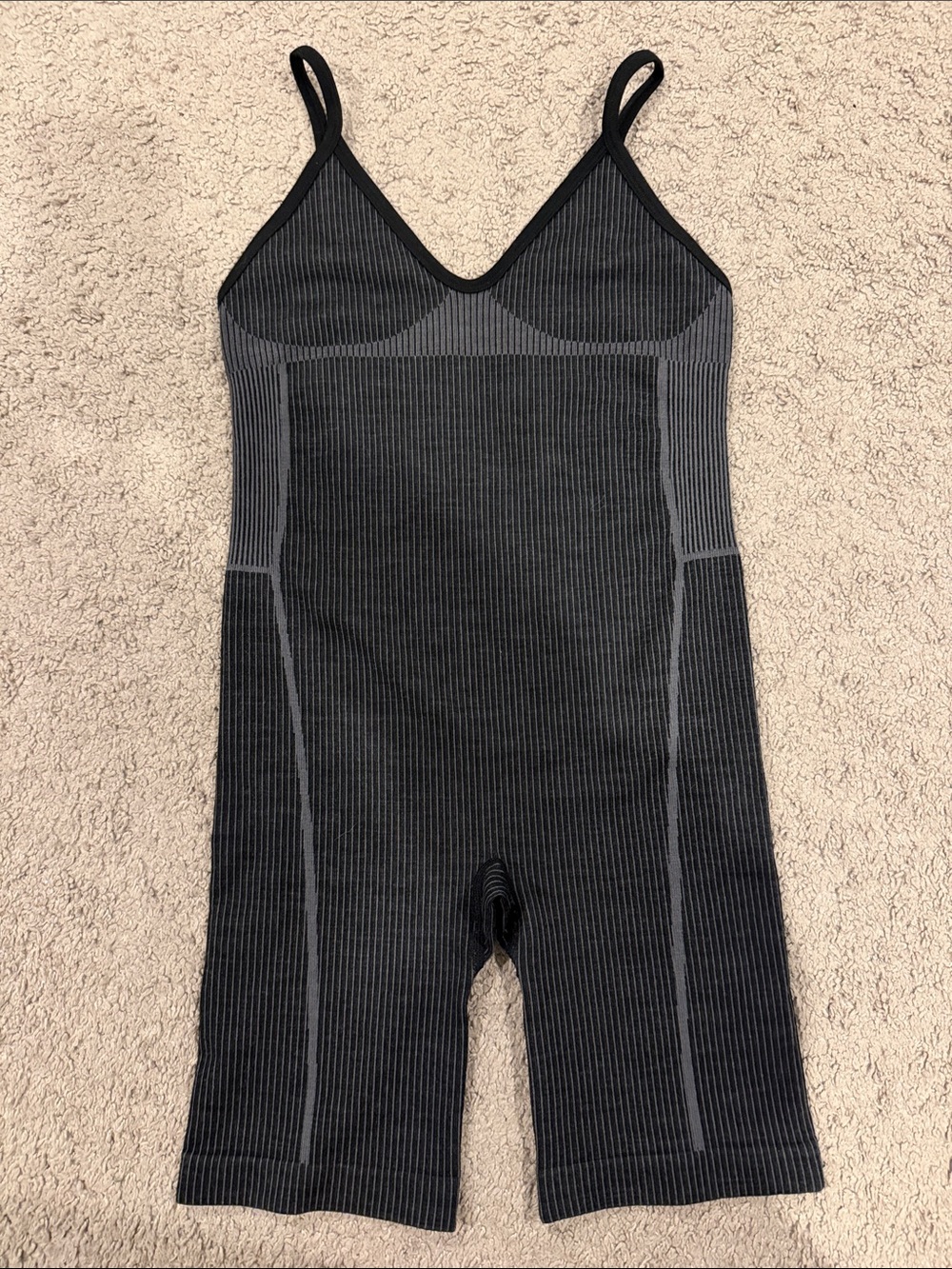 Nagnata Black & Gray Ribbed Merino Blend Romper